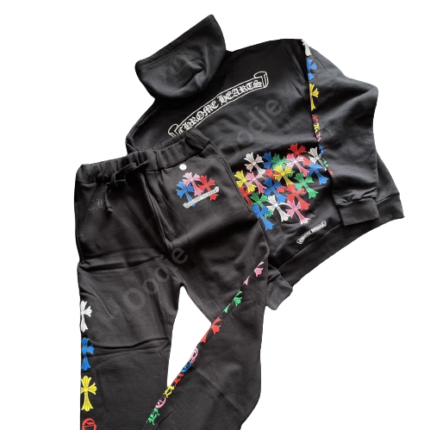 Unisex Streetwear Men’s Multi cross Black Tracksuit